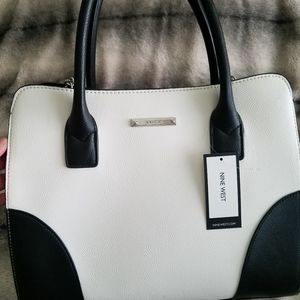 Nine West satchel bag black and white